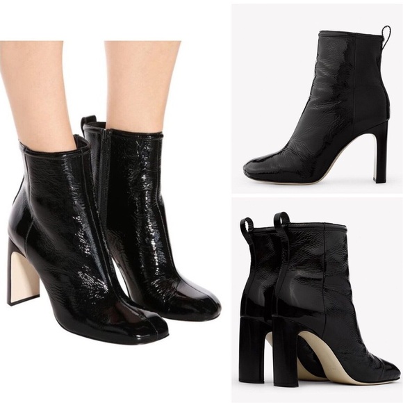 Rag & Bone Black Patent Leather Ankle Boots Size 9.5 - Picture 1 of 3